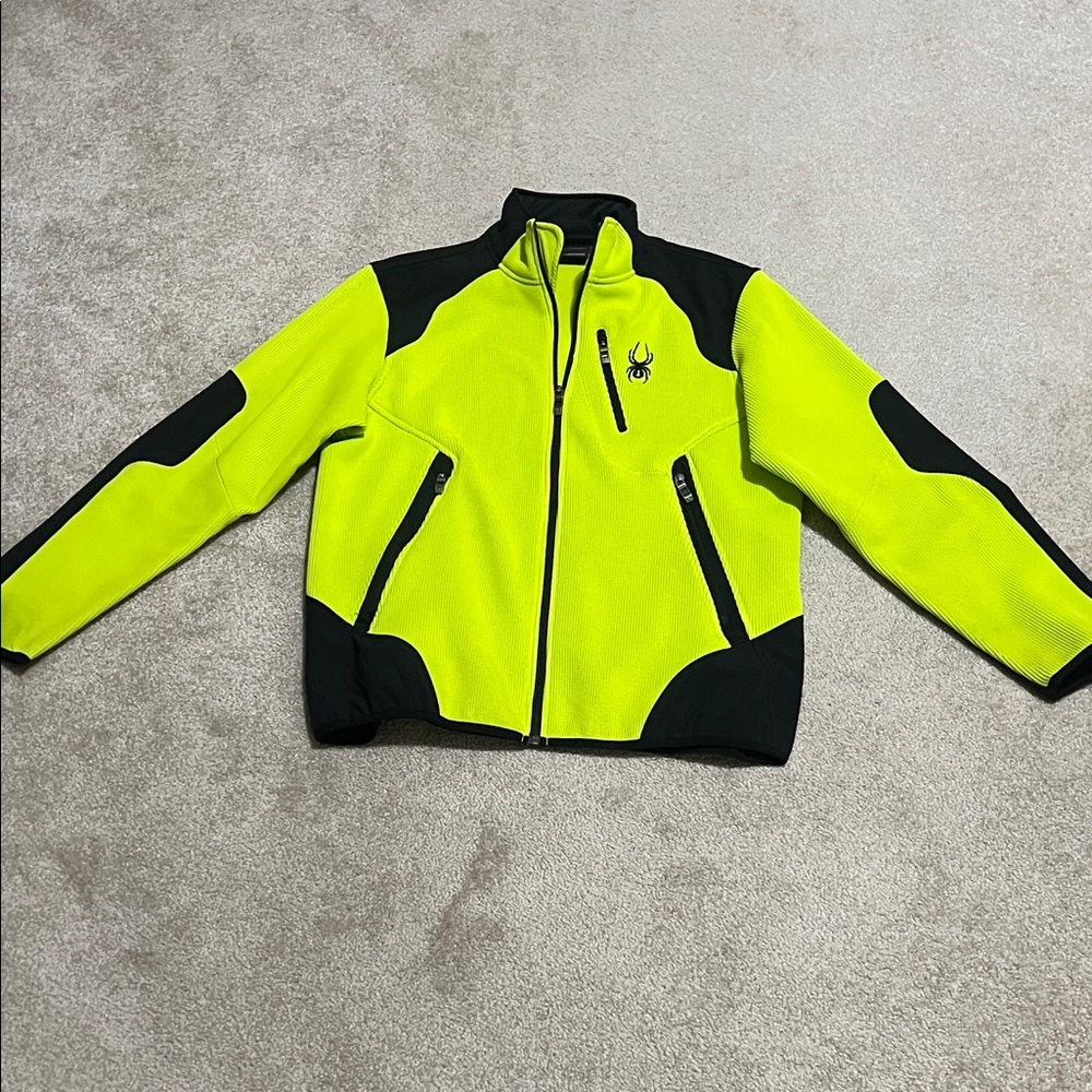 Spyder Neon Yellow and Black Performance Fleece Jacket